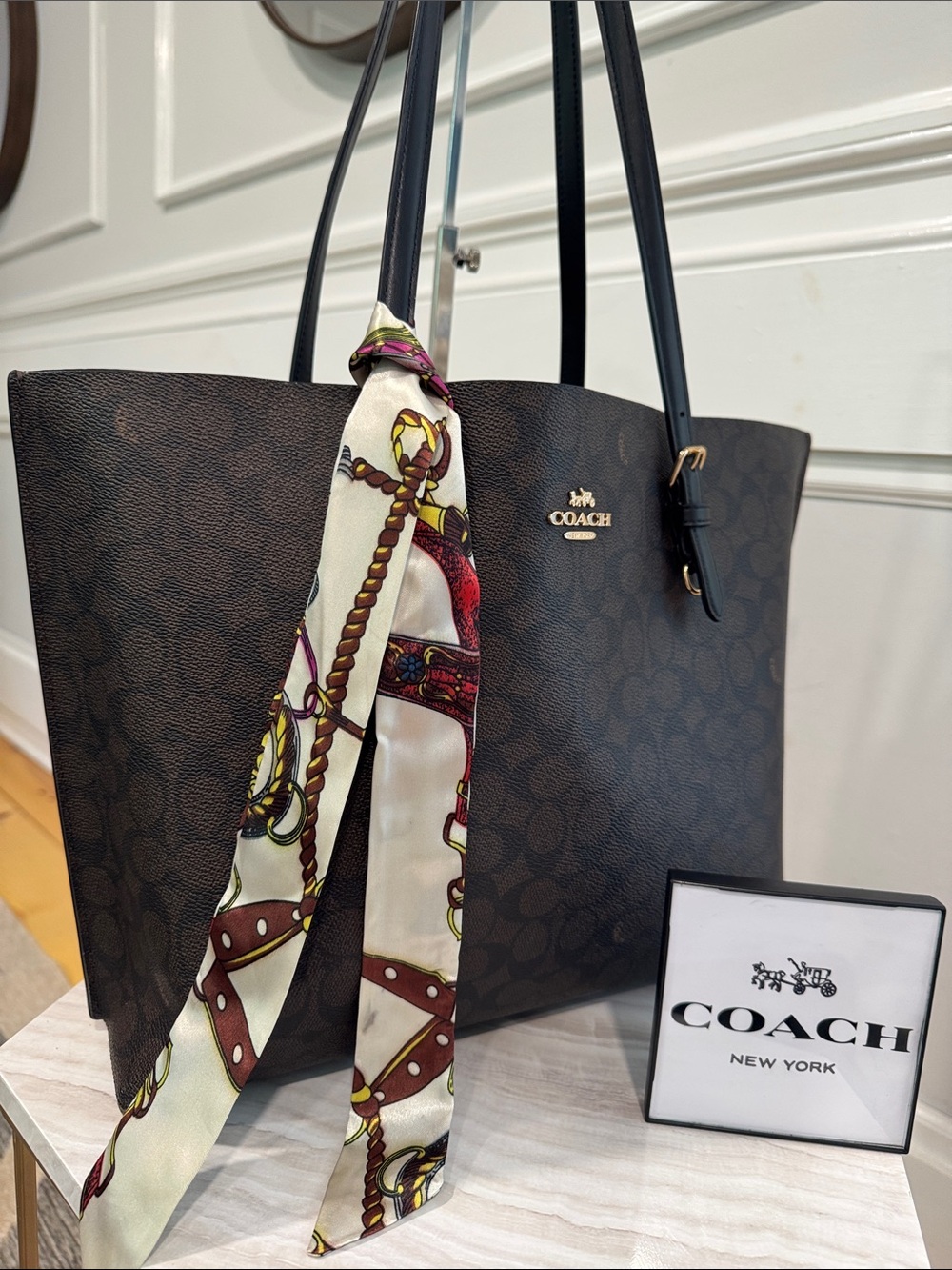 Coach Bag Large Brown Signature Leather City Tote Bag